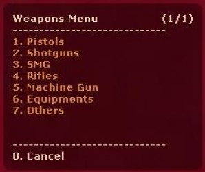 Weapons Menu ScreenShot