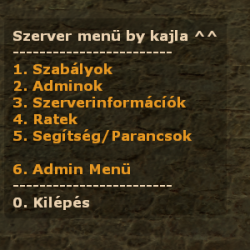 Szerver menü v3 Magyar változata ScreenShot
